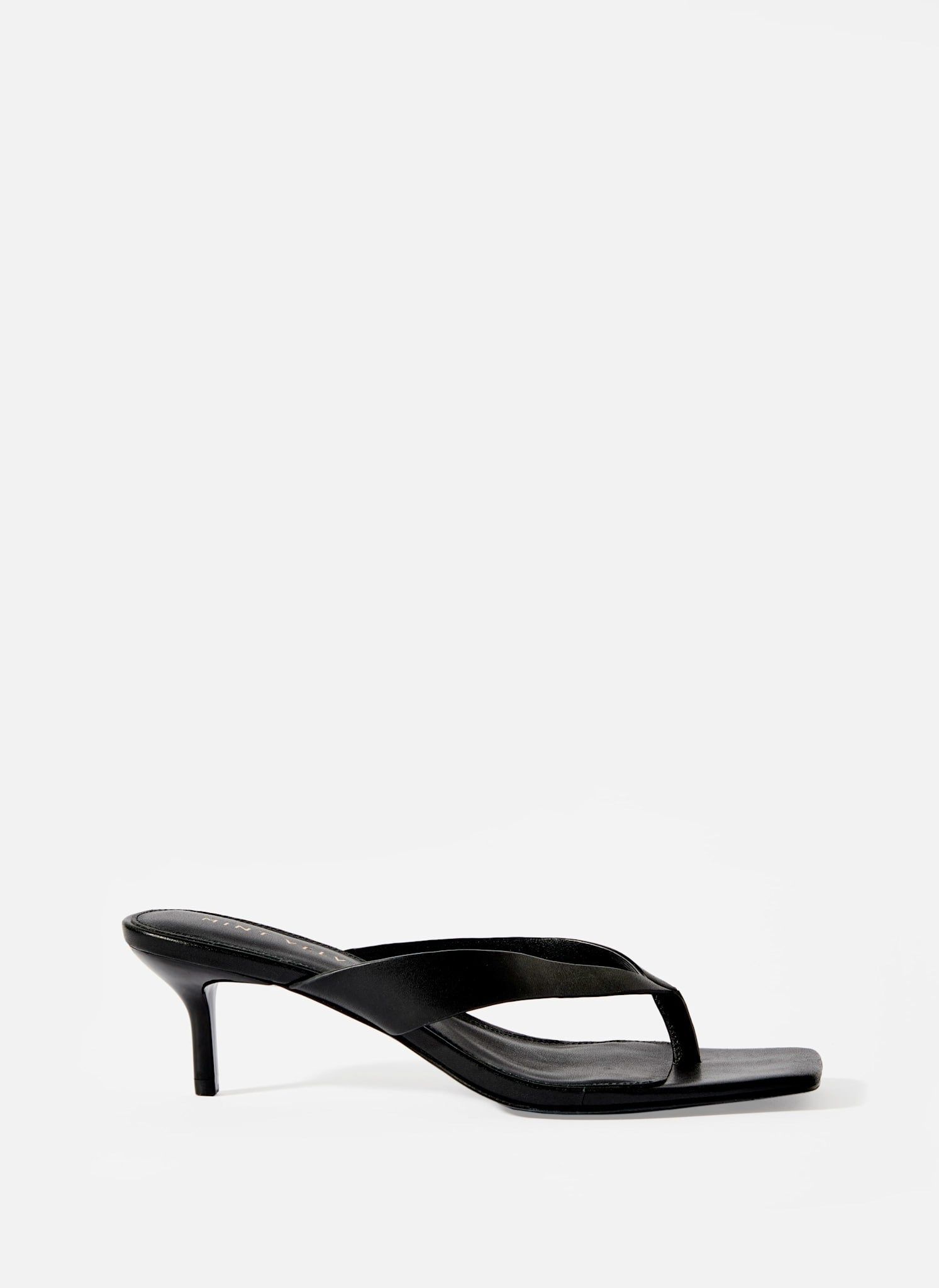Betty Black Leather Flip Flop Heels