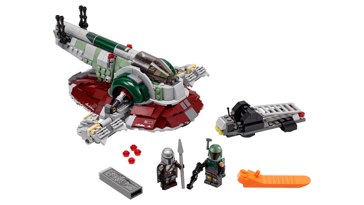 Lego's Boba Fett's Starship is $49.99 USD and includes 593 pieces and two minifigures: Boba Fett and The Mandalorian.