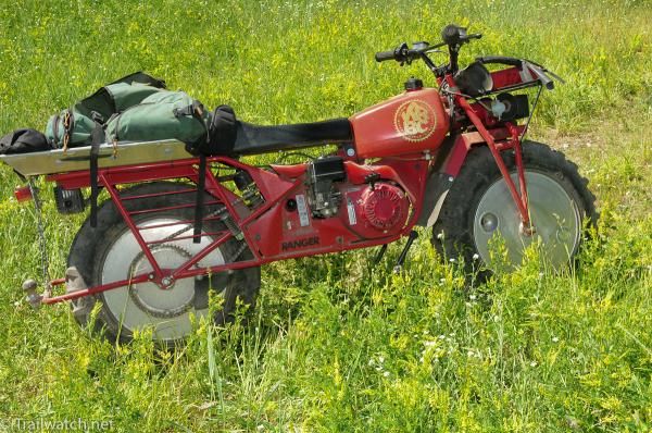 A vintage Ranger with front and rear wheel chain drive