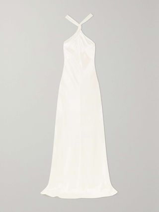 Santorini Twisted Halterneck Silk-Satin Gown