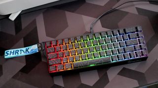 GAMAKAY x NaughShark NS68 gaming keyboard on a desk.