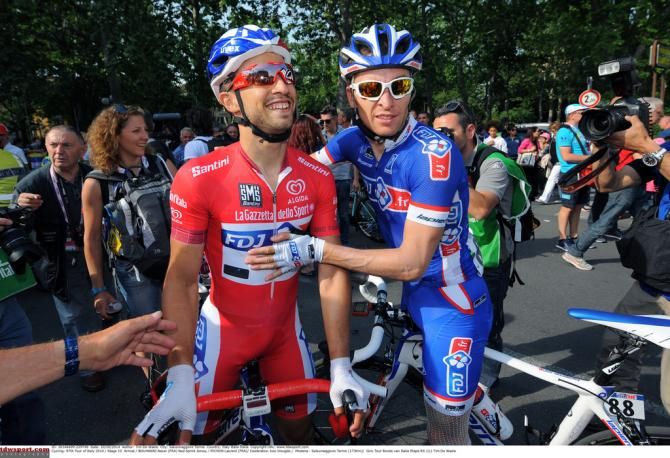 Nacer Bouhanni and teammate Laurent Pichon (FDJ)