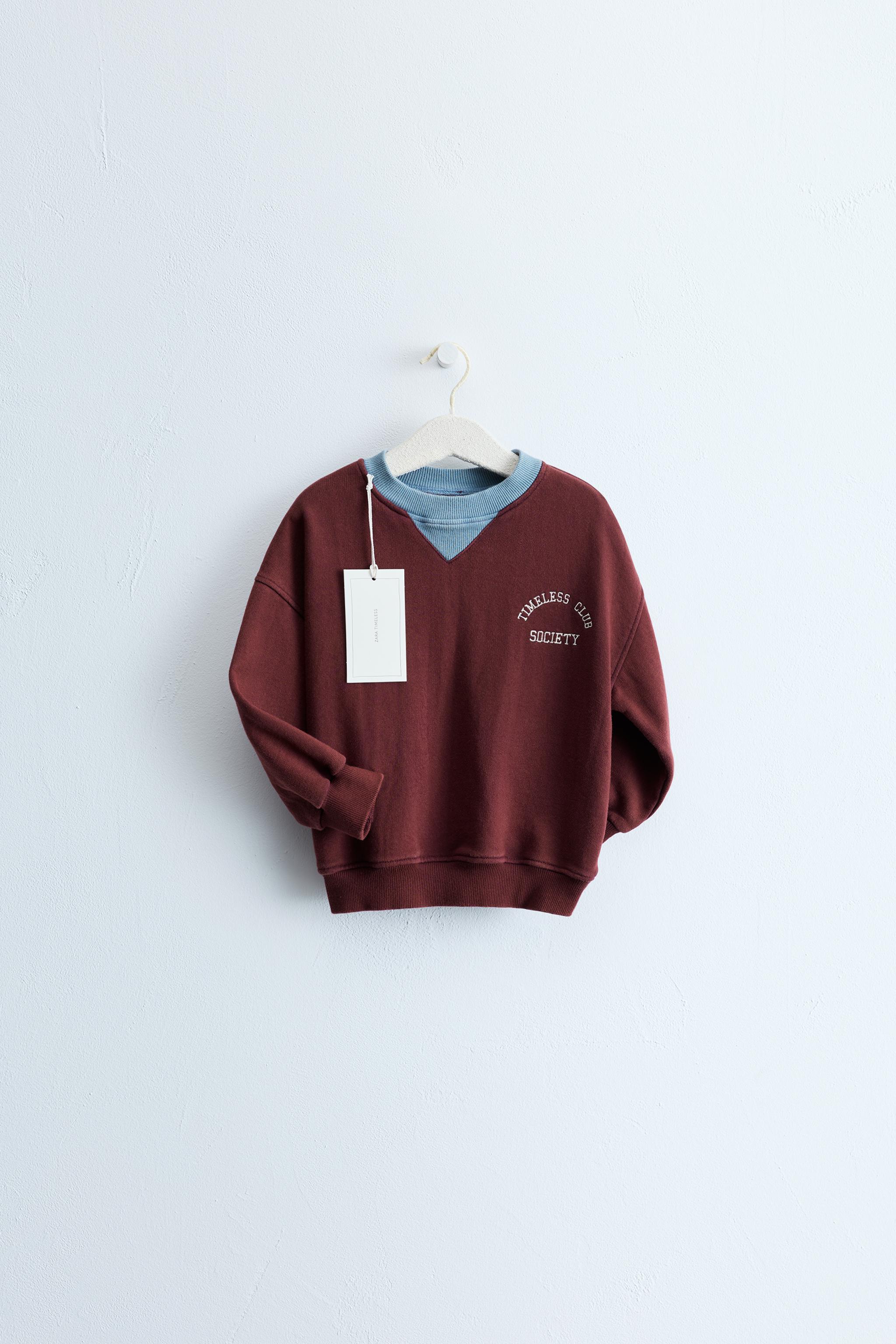 Zara Timeless - Embroidered Text Sweatshirt - Maroon - 1&amp;frac12; Years (33,9 Inches)