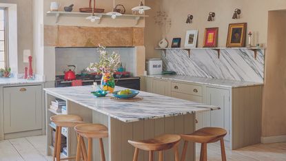 Classic shaker kitchen with island and marble worktops