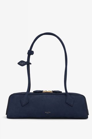 Alaïa Dark Blue Le Teckel Medium Bag in Nubuk Calfskin