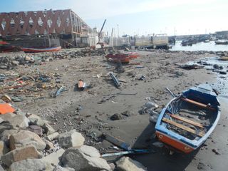 Damage in northern Chile caused by the tsunami associated with the magnitude-8.2 earthquake that struck in April 2014.