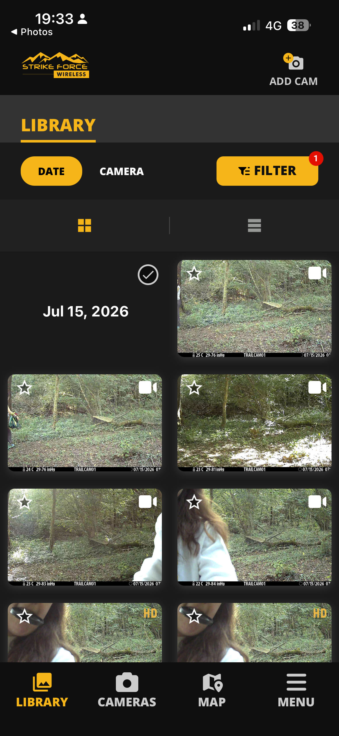 Screenshots from the Browning Wireless App