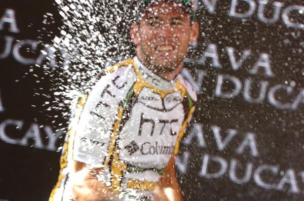 Cavendish sprays the crowd