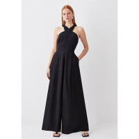 Premium Linen Viscose Halter Woven Jumpsuit was $238/£139, now $142.80/£111.20 |Karen Millen