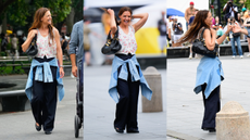 Katie Holmes on set for Happy Hours