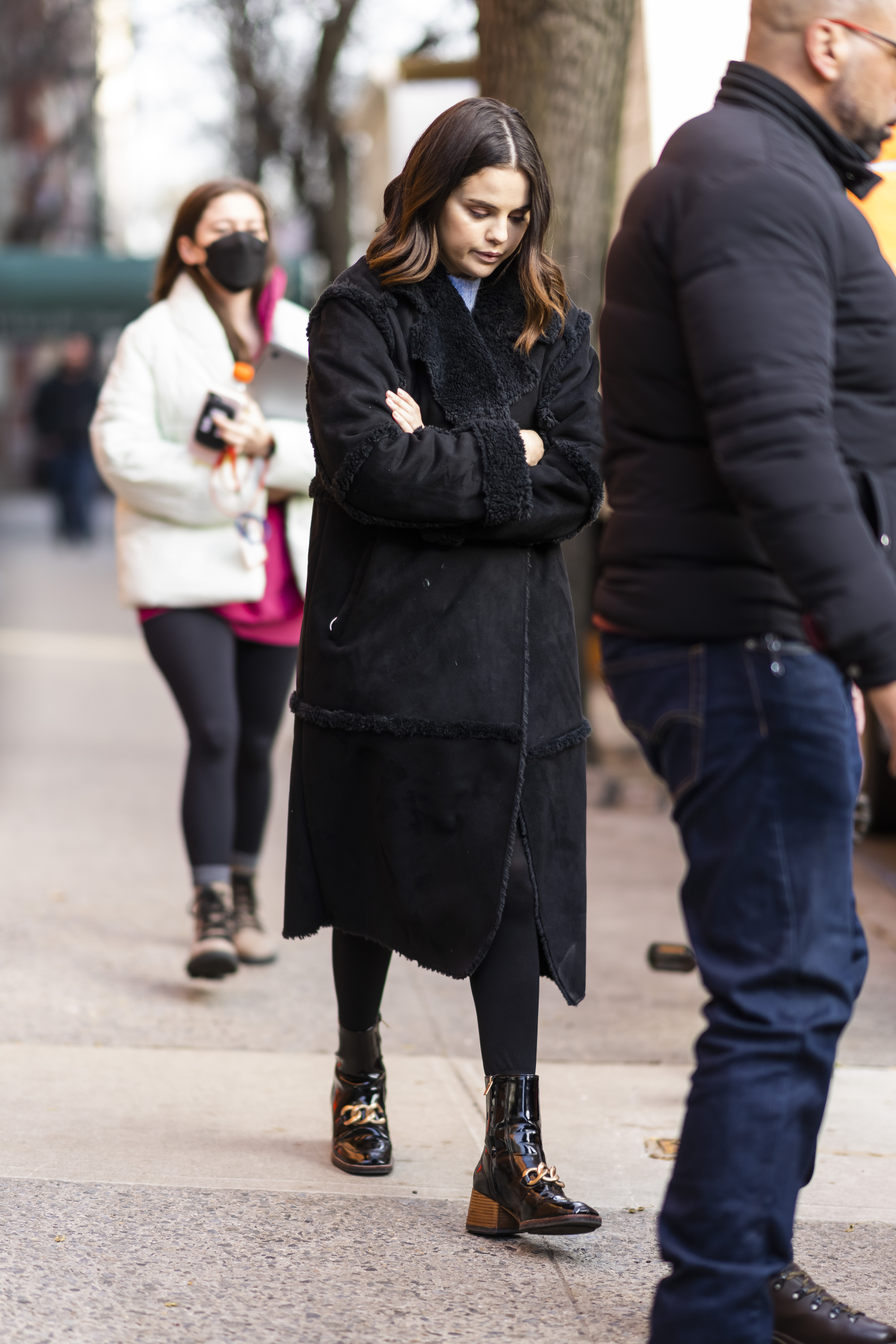 Selena Gomez added a second black Ugg coat to her collection in March 2022