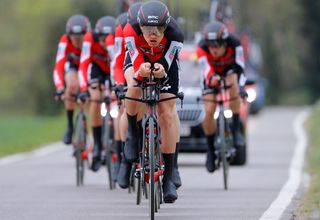 BMC's Tejay van Garderen drives the pace during the stage 2 team time trial at Volta a Catalunya