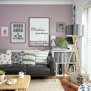 typographical wall art with pink wall