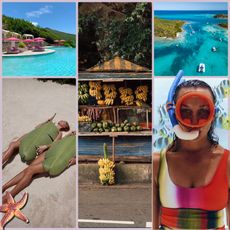 Turquoise water and white sand beach in Canouan, Saint Vincent and the Grenadines.