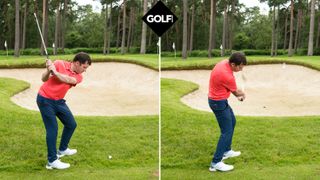 PGA pro Dan Grieve hitting a flop shot at Woburn