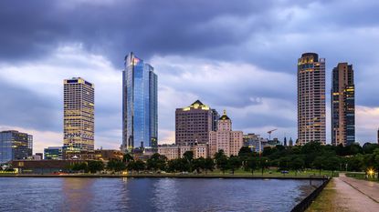 Milwaukee, Wisconsin skyline at sunset for Milwaukee sales tax increase story