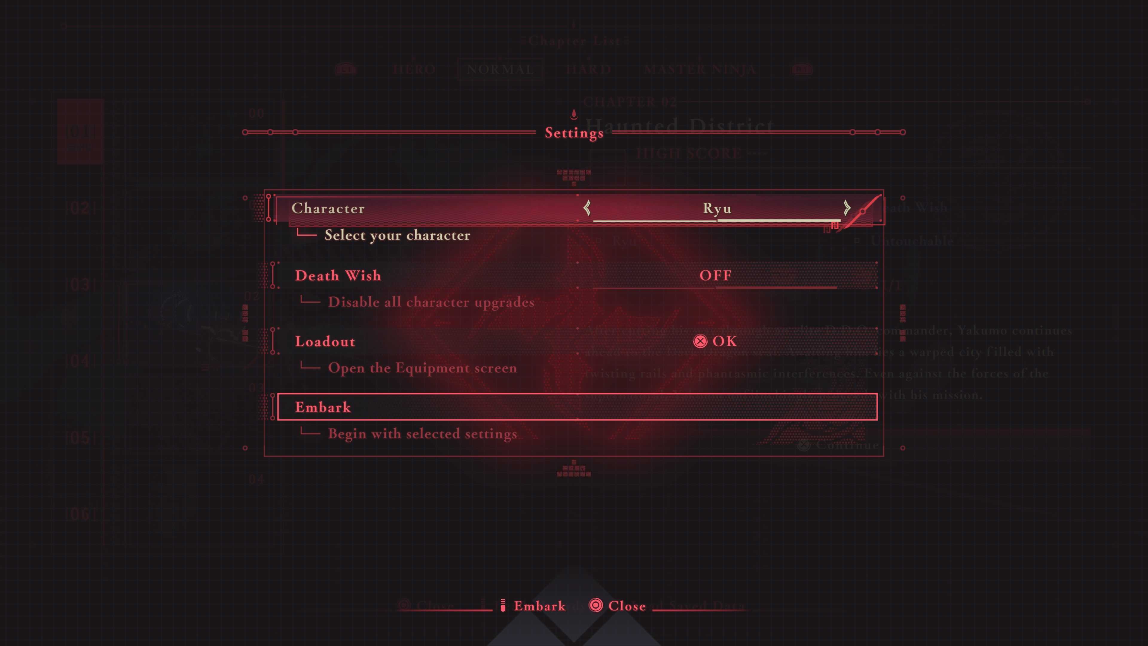 Ninja Gaiden 4 mission selection settings