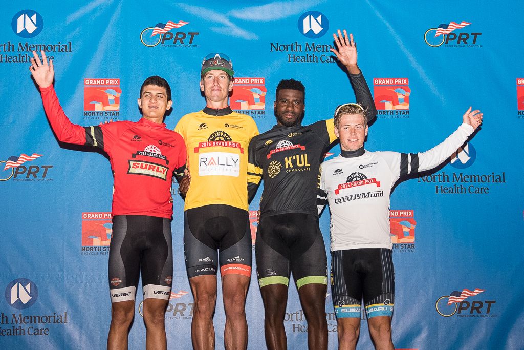 Men's Podium: Surly Most Agressive: Bryan Gomez (Gateway H-D), Yellow Leader&rsquo;s Jersey: Tom Zirbel (Rally Cycling), K&rsquo;ul Chocolate Sprint Leader: Justin Williams (Cyclance), Greg Lemond Best Young Rider: Ayden Toovey (Subaru)