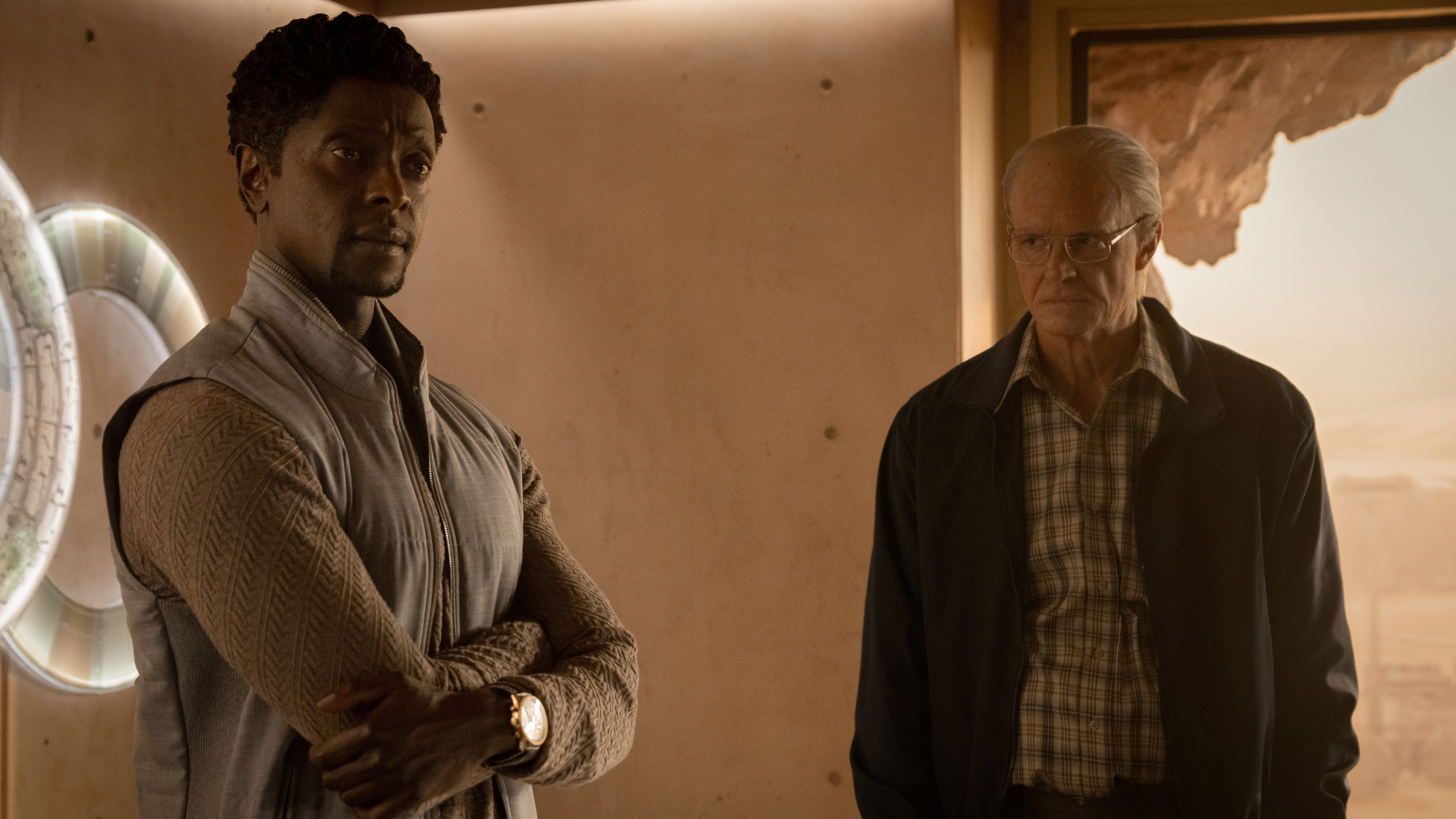 A still from For All Mankind Season 5 of Edi Gathegi and Joel Kinnaman