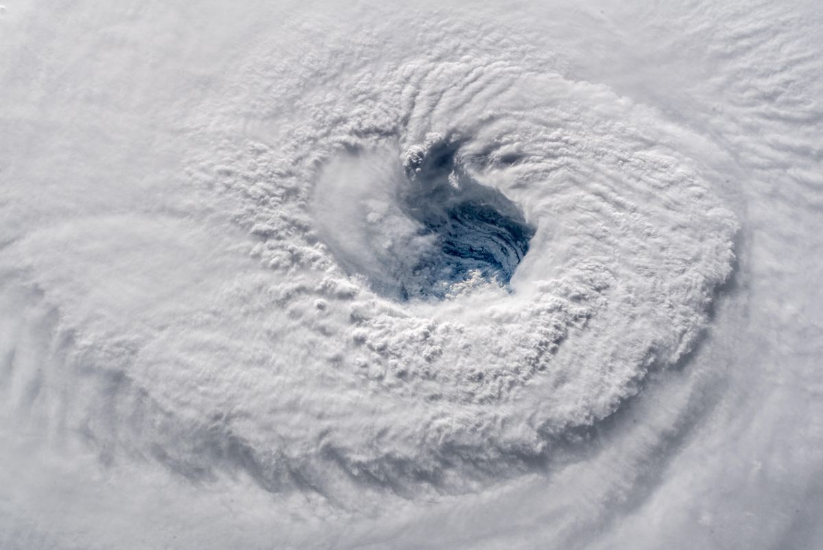 Hurricane Florence&#039;s eye is seen from the ISS.