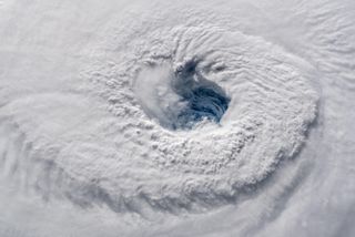 Hurricane Florence's eye is seen from the ISS.