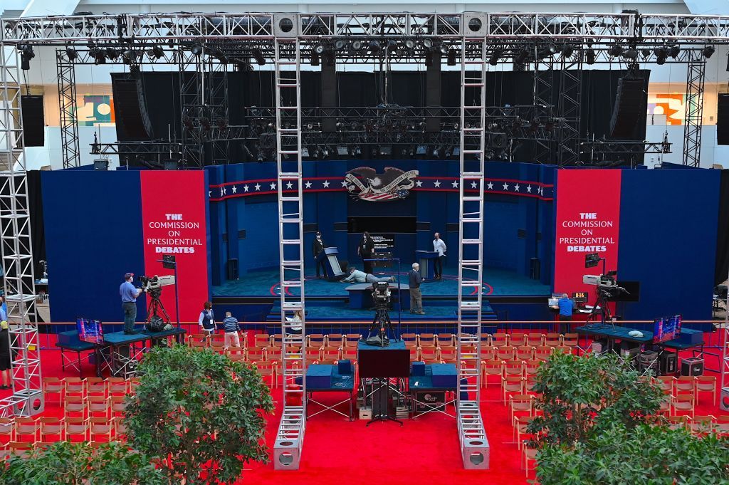 Presidential debate stage.