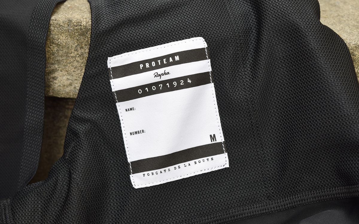 Rapha's Pro Team bib shorts come with a name label so your shorts don't get mixed up with your teammates