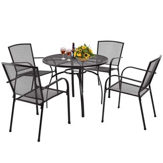 Black 5-piece dining set with 4 chairs and a table