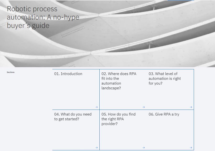 Whitepaper cover with topic matrix below an image of a building construction with support beams between floors 