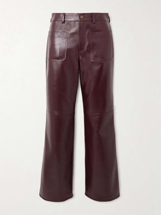 Cropped Leather Flared Pants