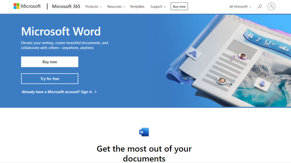 Tangkapan layar situs web untuk ucapan Microsoft Word ke teks