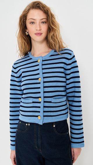 English Factory Knit Striped Sweater Cardigan