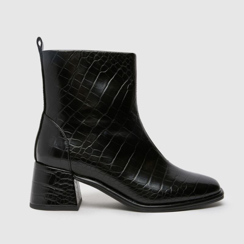 Schuh , Wide Fit Bowie Block Croc in Black