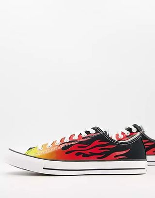 Converse Chuck Taylor All Star Ox Archive Print Flame trainers in black
