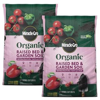 Miracle-Gro Organic Raised Bed & Garden Soil With Quick Release Natural Fertilizer, Peat Free, 1 Cu. Ft., 2-Pack