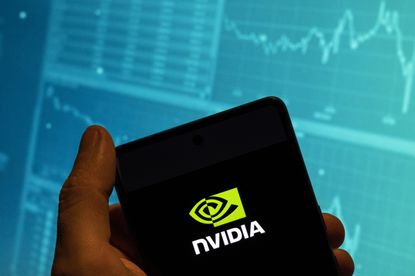 The Nvidia logo on a phone screen