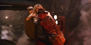 Ke Huy Quan, Kate Capshaw, and Harrison Ford in the mine cart chase from Indiana Jones and the Temple of Doom