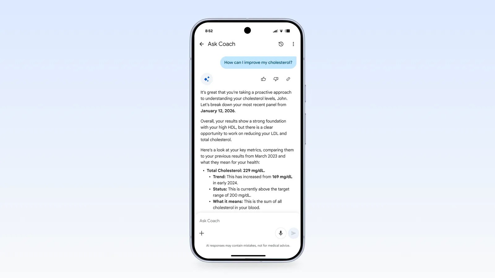 Fitbit's Personal Health Coach will soon give users the chance to add their medical records, so the AI can offer better guidance that matters to their situation.