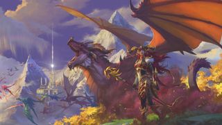 A dragon and an elf in World of Warcraft: Dragonflight