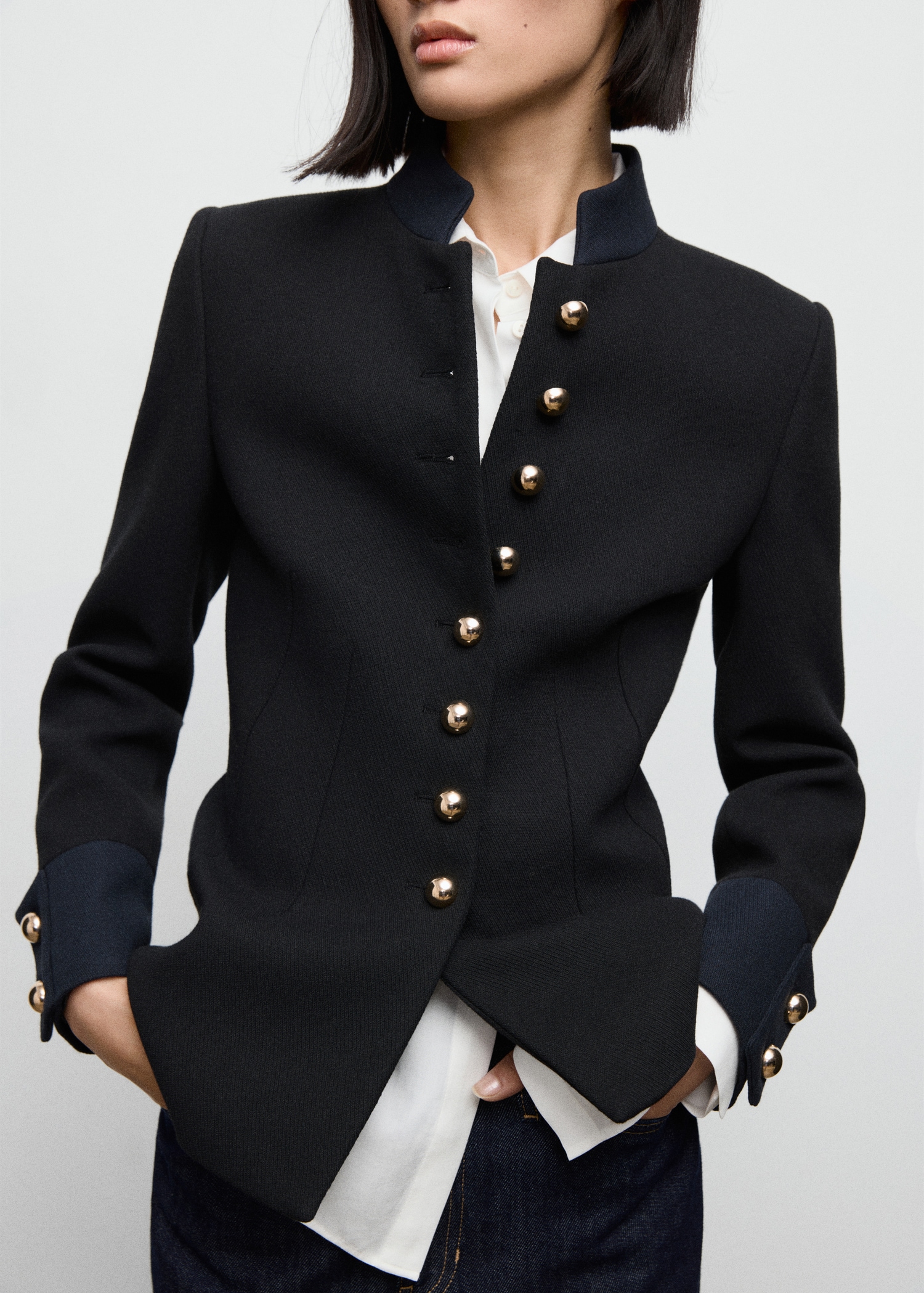 Fitted Jacket With Band Collar - Women | Mango Usa