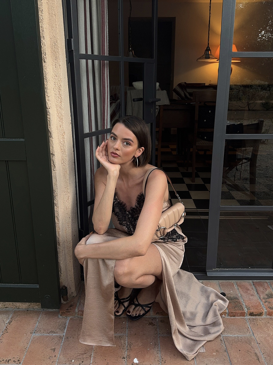 Mary L. Jean poses with glowing skin and a sleek bob