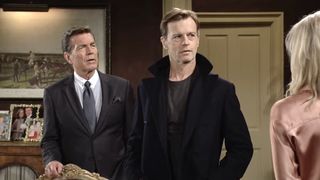 Peter Bergman and Trevor St. John as Jack and Tuckerstanding next to each other in The Young and the Restless