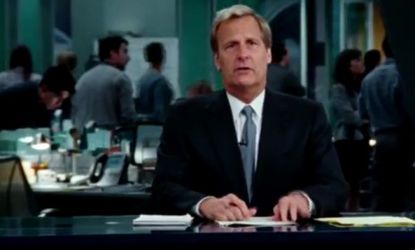 Jeff Daniels' character in HBO's upcoming drama "Newsroom" has all the hallmarks of an Aaron Sorkin anti-hero, from his fact-laden tirades to his obviously political stunts.