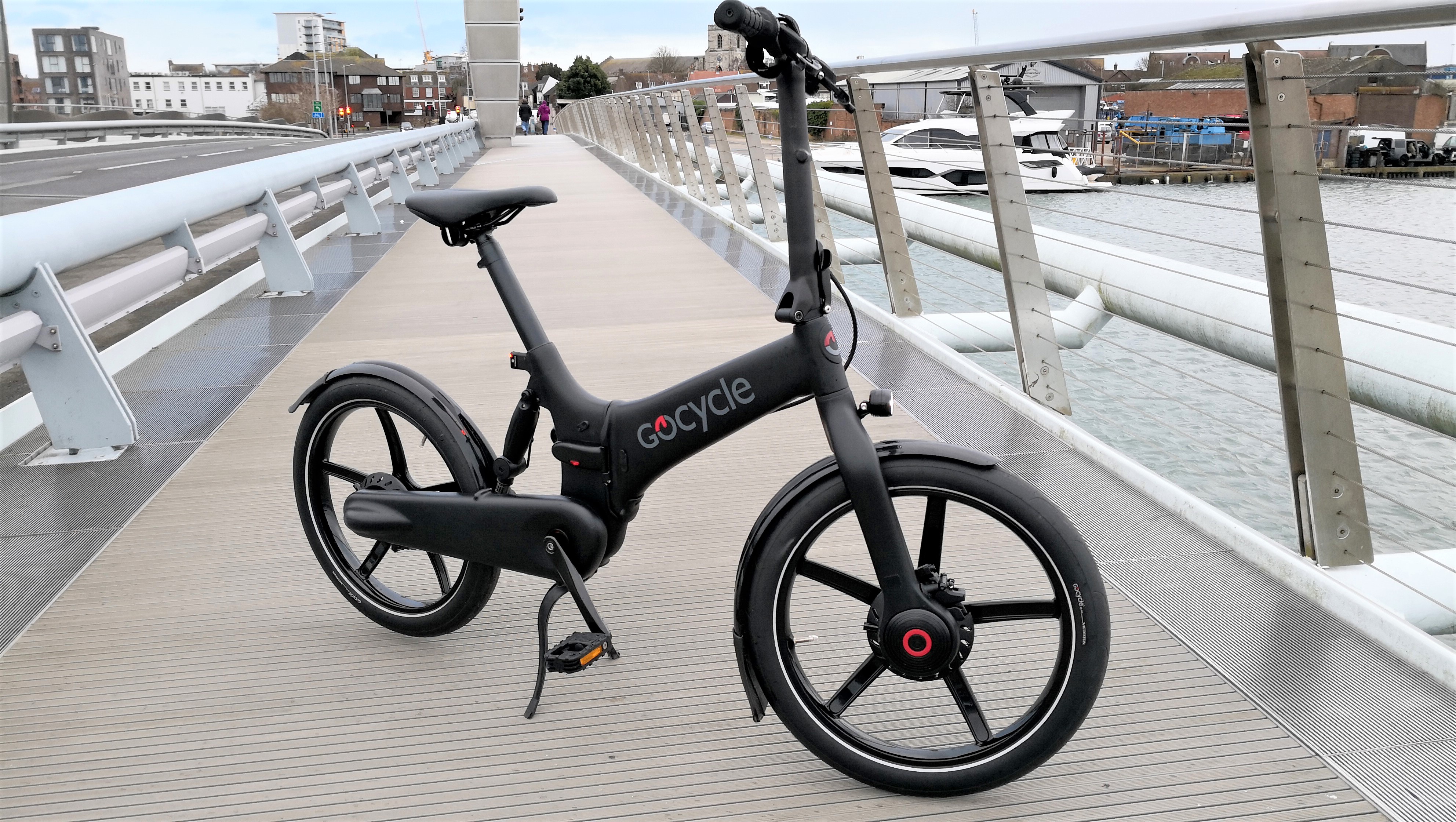 best electric bike GoCycle G4 on a bridge