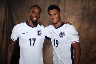 Ivan Toney and Ollie Watkins of England pose for a photo at the Weimarer Land Hotel on June 11, 2024 in Jena, Germany. (Photo by Eddie Keogh - The FA/The FA via Getty Images)
