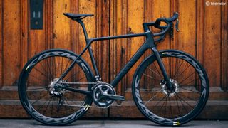 The 2017 Canyon Ultimate CF SLX 8.0 Disc is also available in other, less stealthy colour options