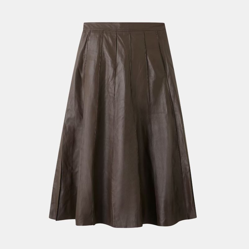 Image of brown leather skirt