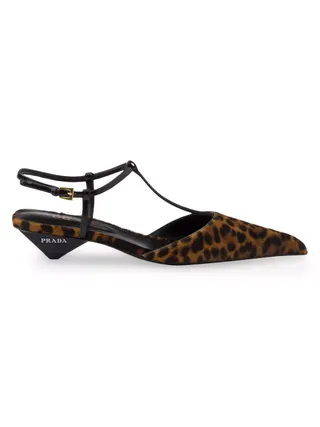 Prada, Printed Leather Slingback Pumps