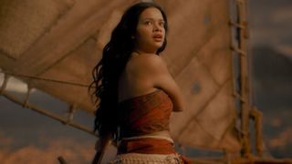 Caption Catherine Laga'aia as Moana in Disney's live-action MOANA.