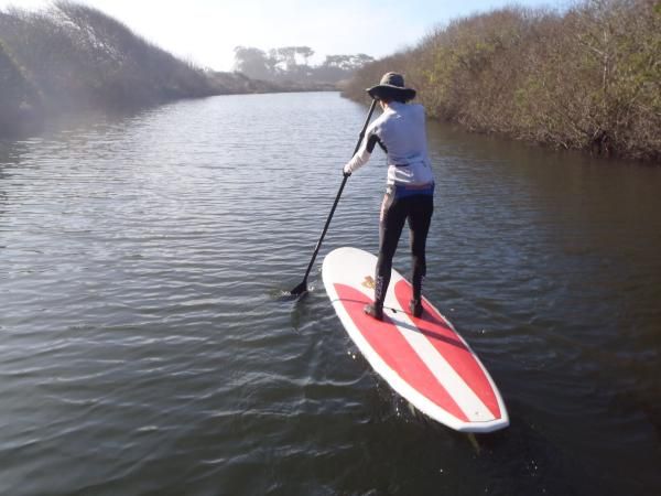 Mary McConneloug paddles the flat water at Salmon Creek